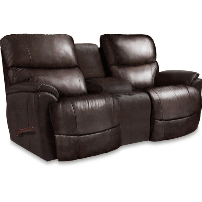 LaZBoy Trouper Leather Reclining Loveseat w/ Console Wayfair